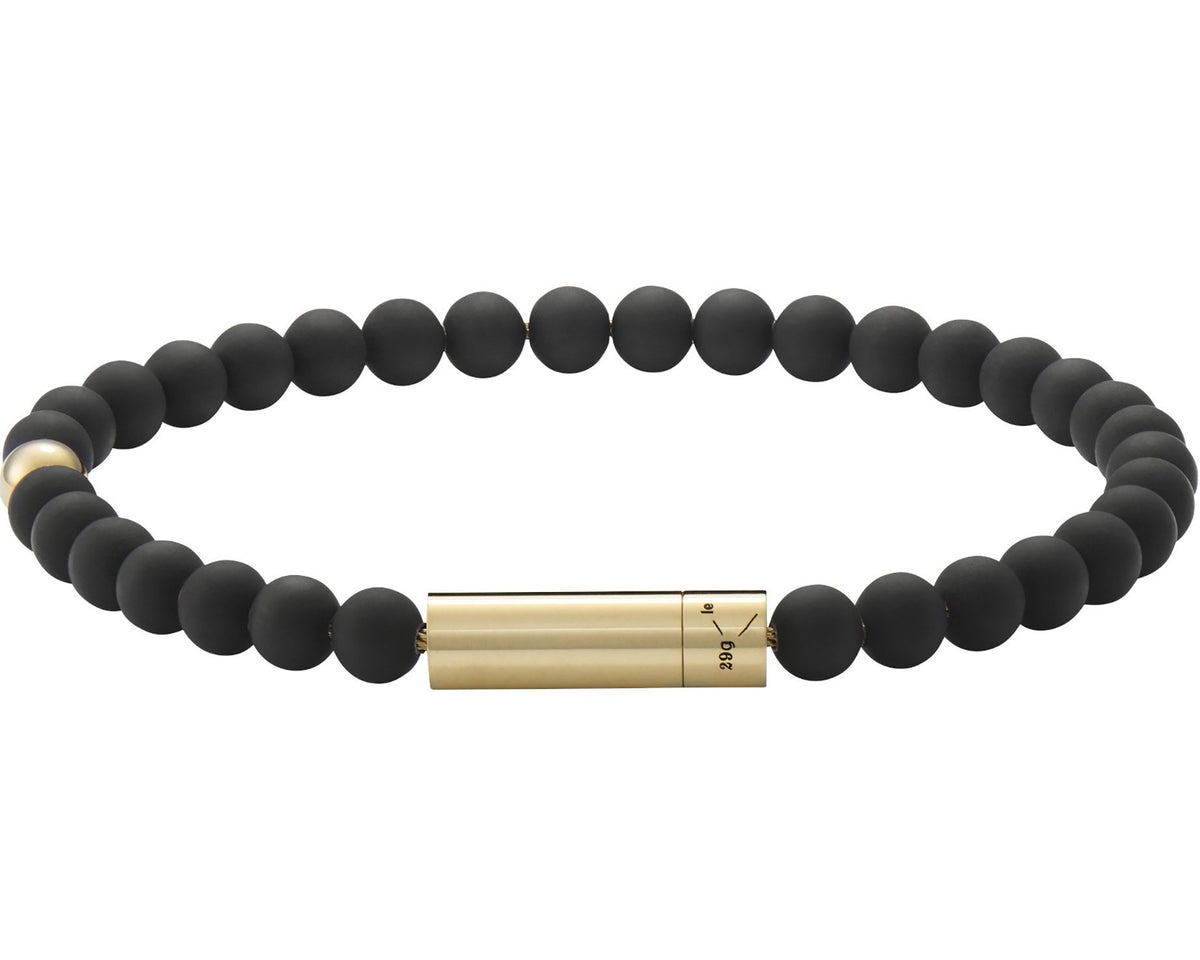 bracelet beads noir soft avec 1 bille en or jaune le 29g