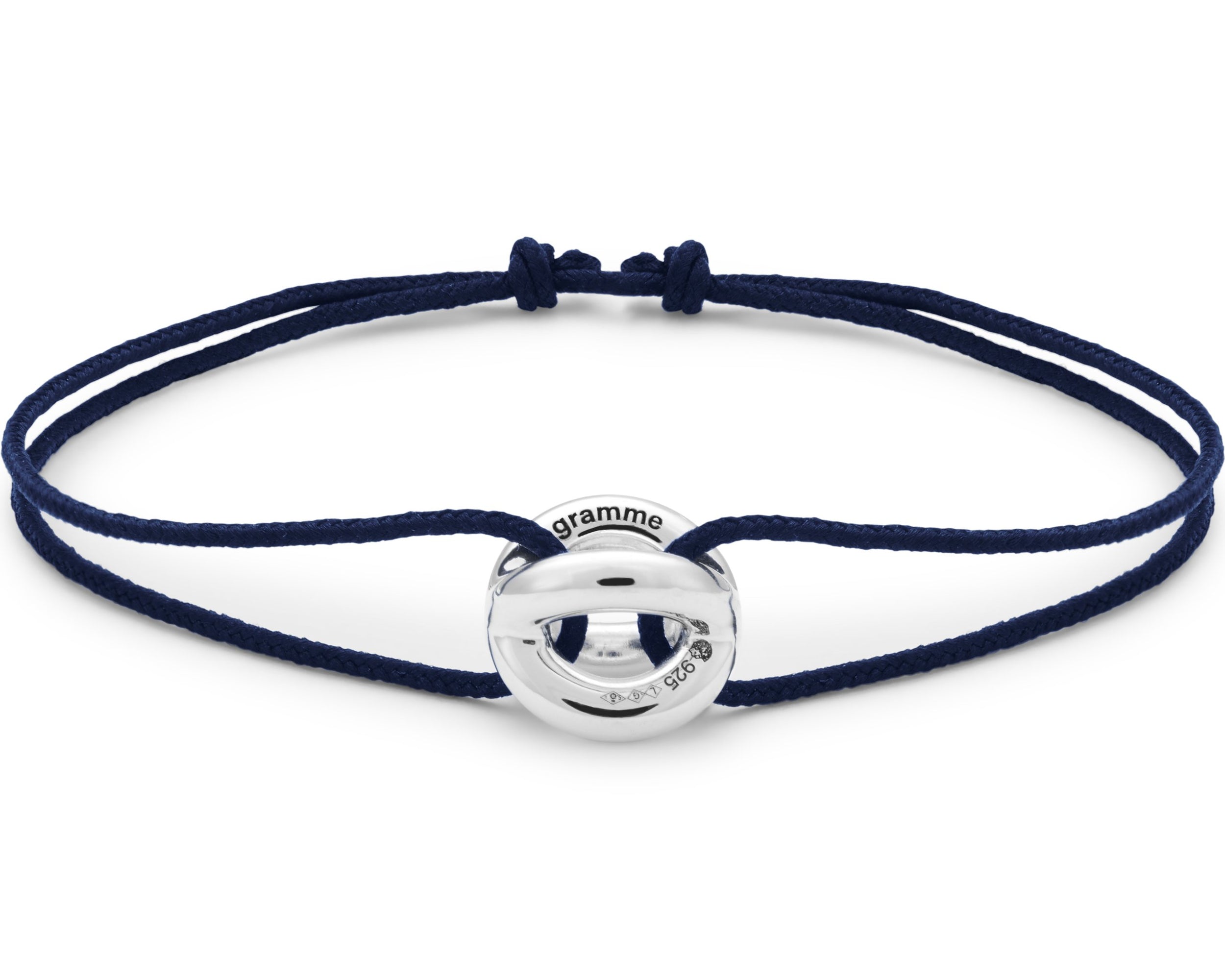bracelet cordon entrelacs bleu marine le 3g