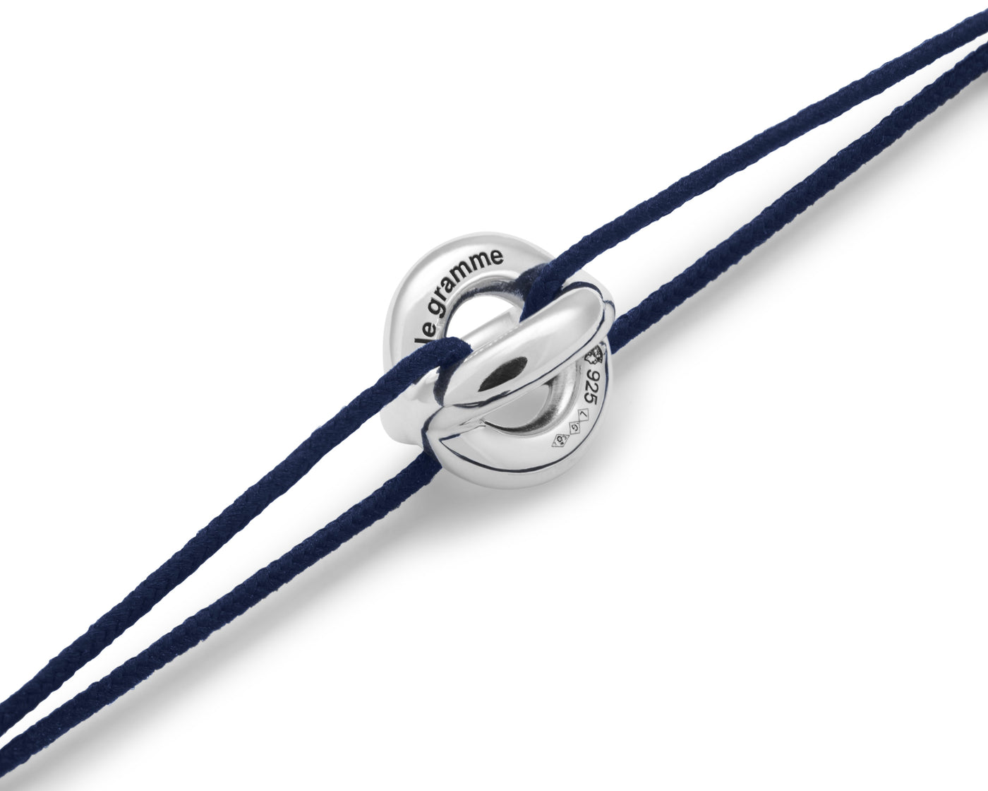 bracelet cordon entrelacs bleu marine le 3g