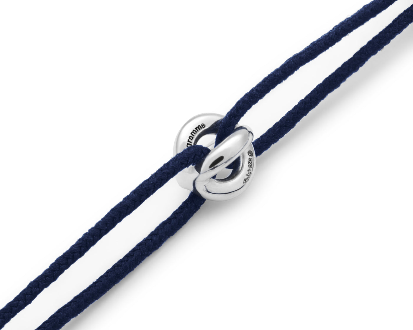 bracelet cordon entrelacs bleu marine le 1g