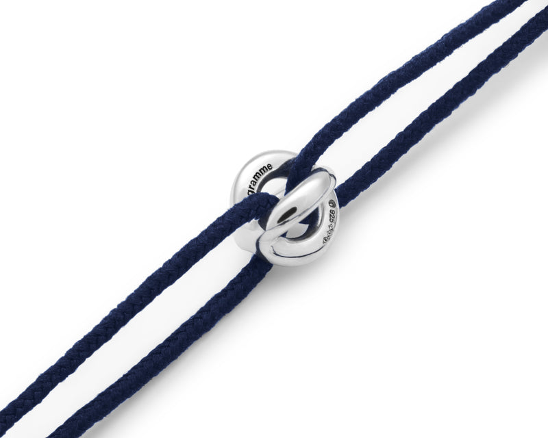 bracelet cordon entrelacs bleu marine le 1g