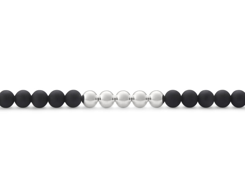 soft black bead bracelet with 5 silver beads 25g